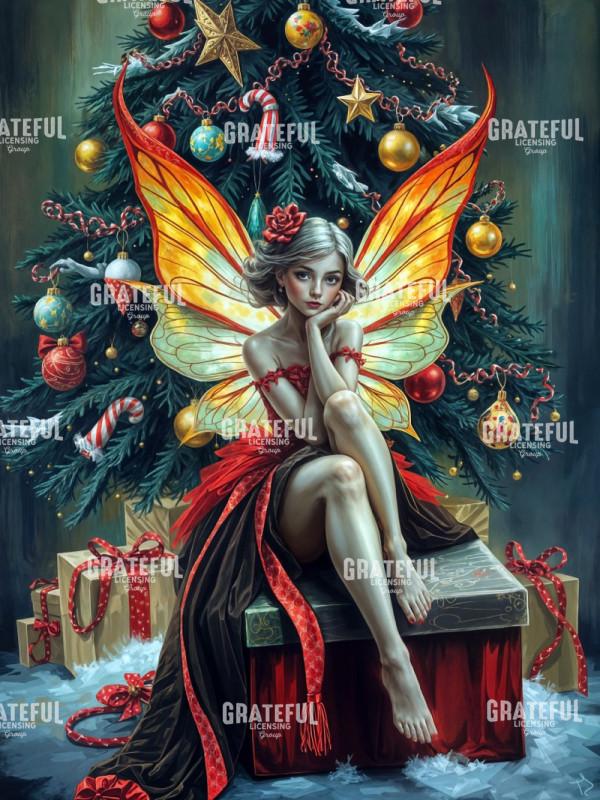 Christmas Fairy with Bronze and Red Dress