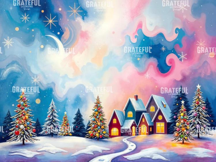 Pink Sky Tiny Christmas Village