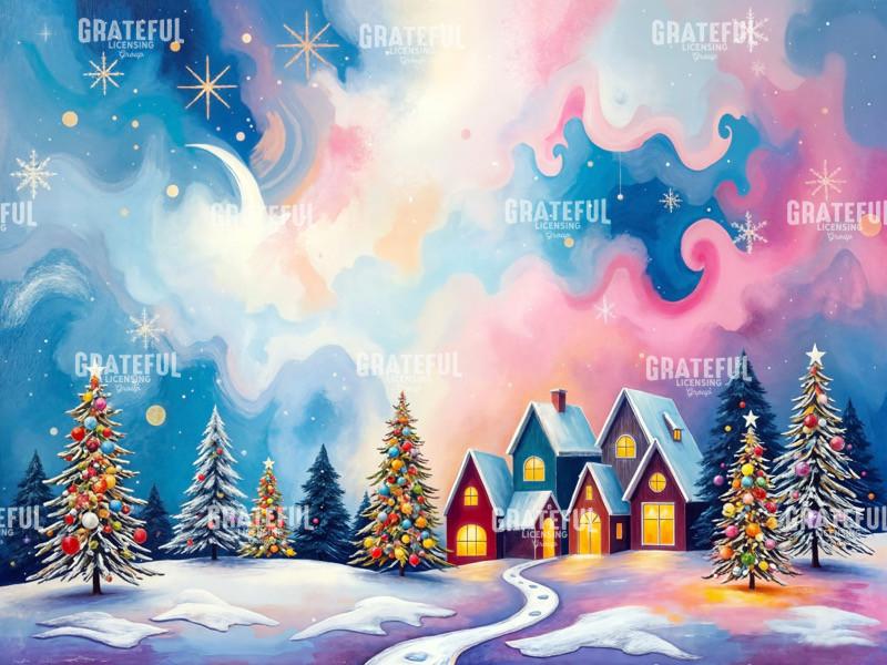 Pink Sky Tiny Christmas Village