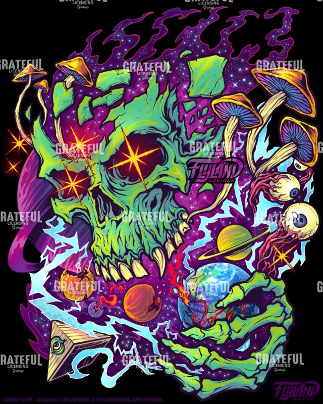 Cosmic Psychedelic Space Skull