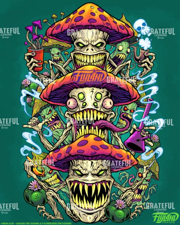 Psychedelic Mushrooms Eye Candy Teal