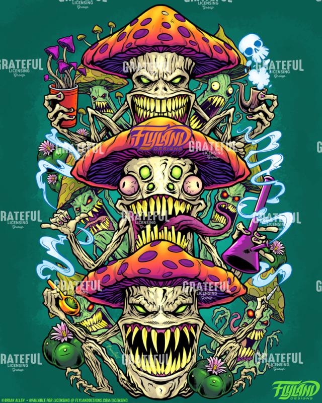 Psychedelic Mushrooms Eye Candy Teal