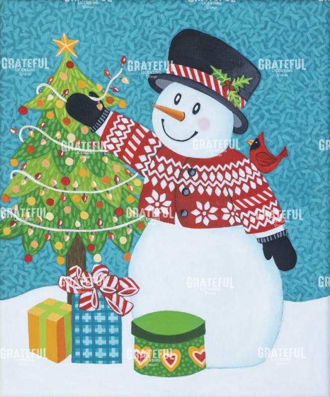 Christmas Snowman with Tree and Gifts