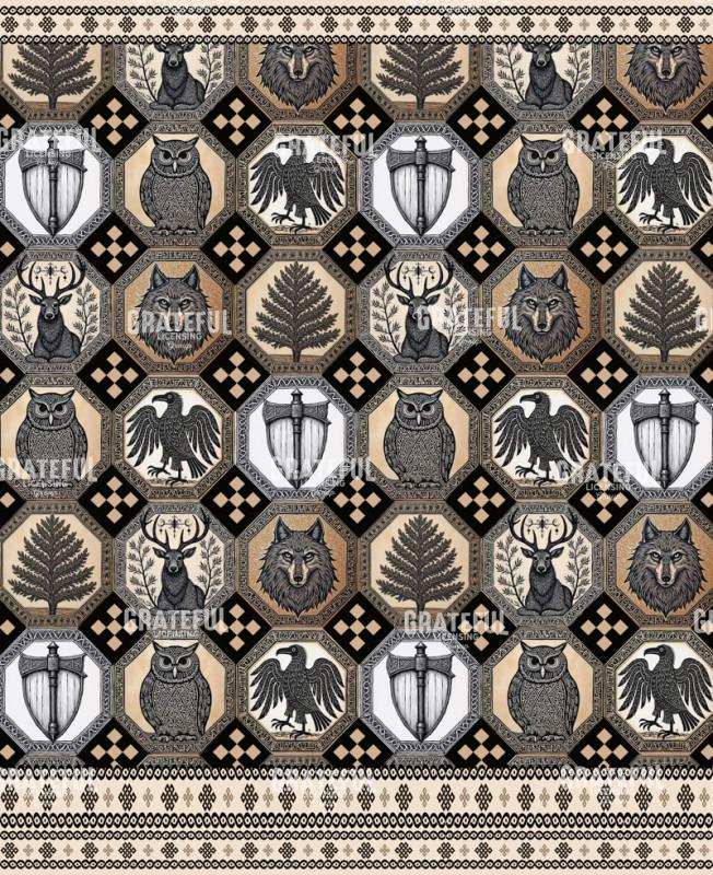 Vintage Nordic Style Black and Gold Quilt