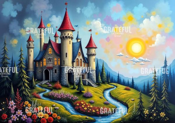 Sunrise Castle with Red Roof