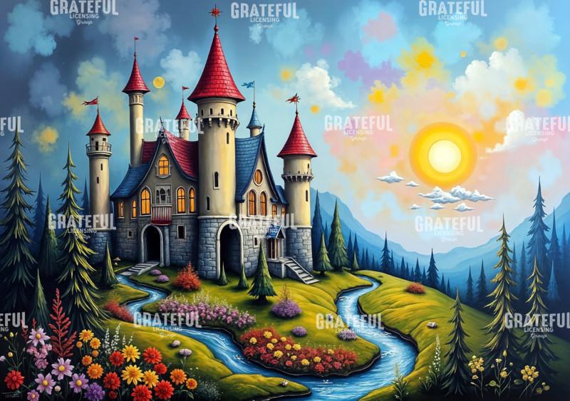 Sunrise Castle with Red Roof