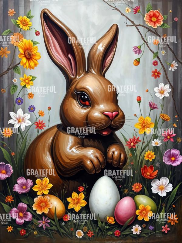 Chocolate Easter Bunny with Wildflowers