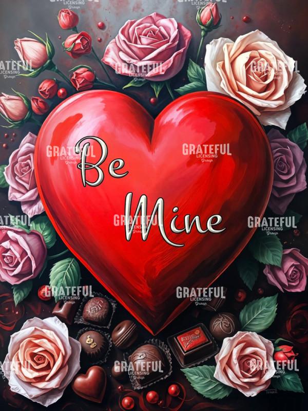 Red Heart and Roses Be Mine Valentine