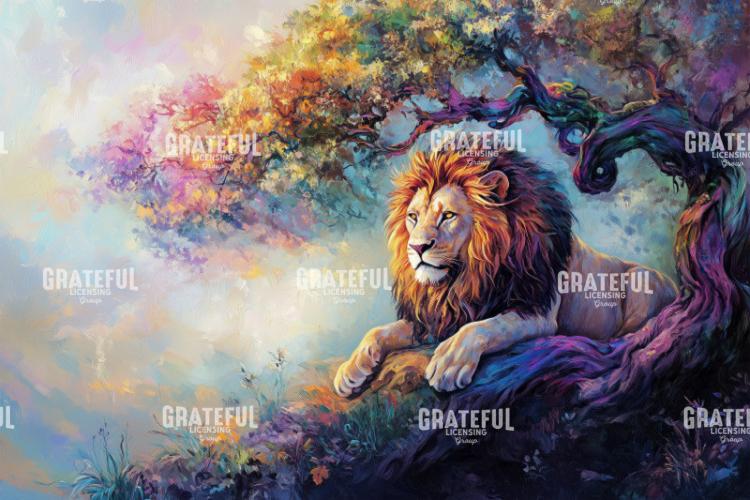 Lion under a Jungle Tree