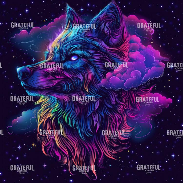 Neon Sky Wolf with Star