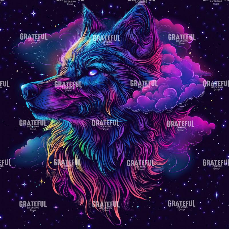 Neon Sky Wolf with Star