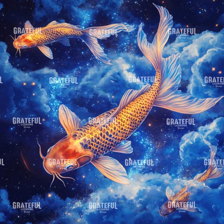 Cloudy Koi Fish with Stars