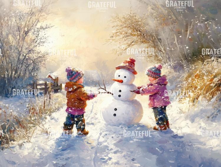Building a Snowman in Morning Light