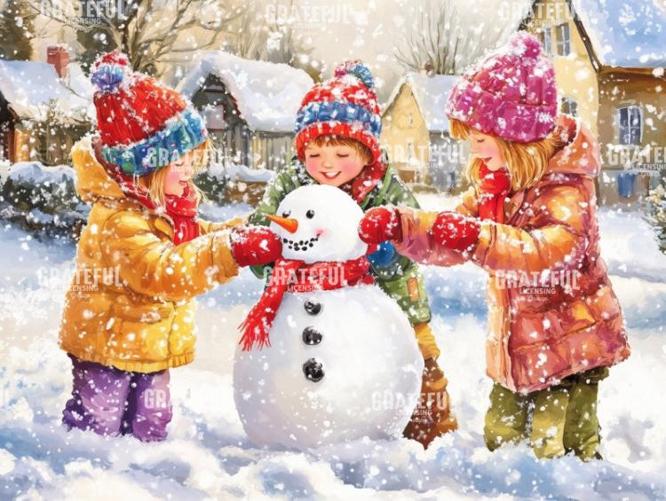 Colorful Snow Day Snowman