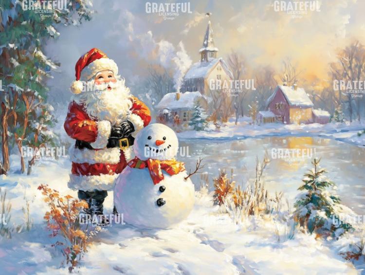 Santa and a Snowmanby the River