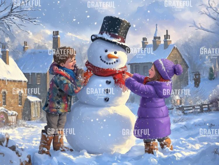 Children Building a Snowman
