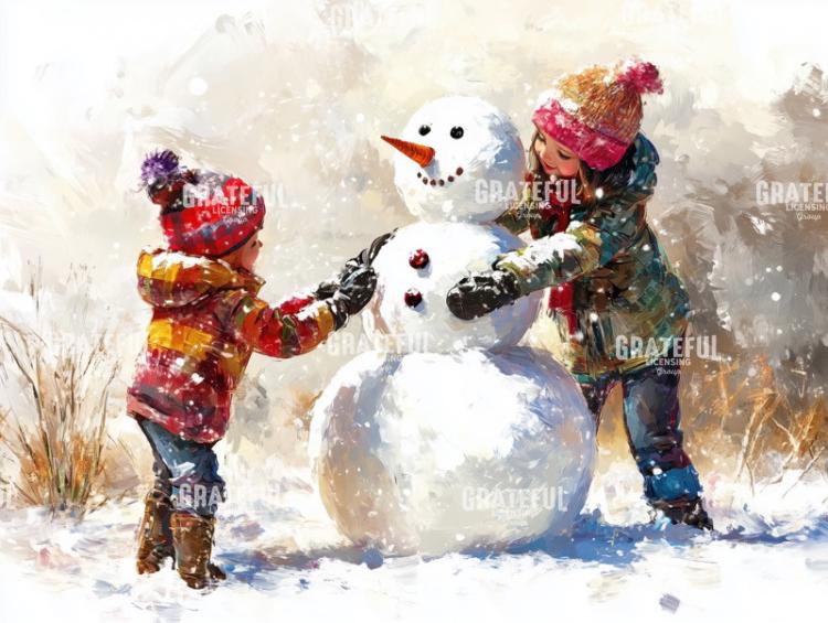 Children and a Snowman