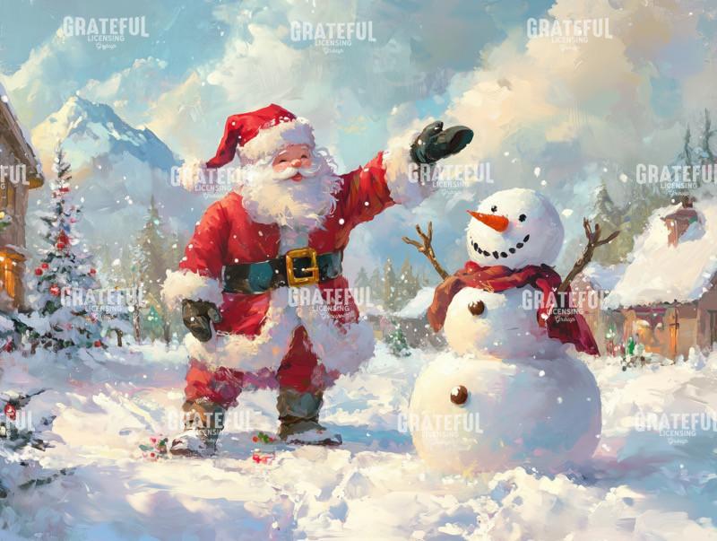 Santa and Snowman on Christmas