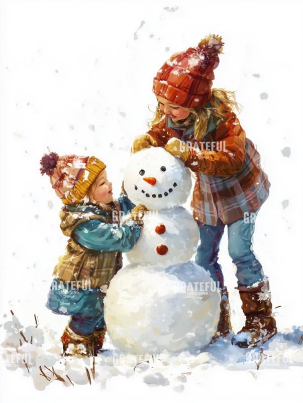 Children with a Snowman
