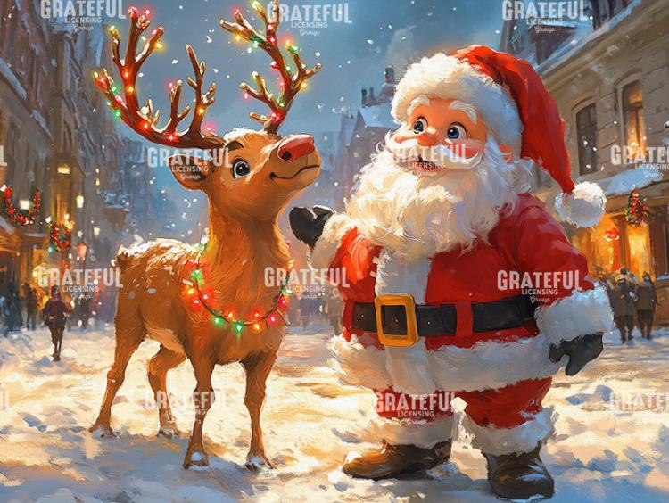 Reindeer and Santa
