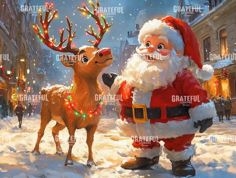 Reindeer and Santa