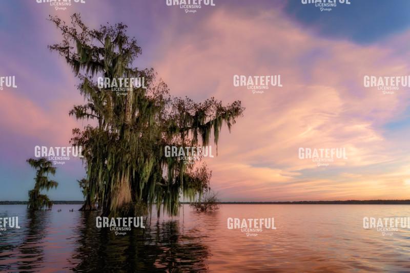 Crepuscule du lac Verret