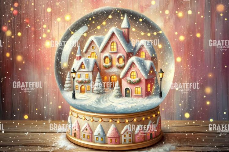 Snow Globe Village in Pink