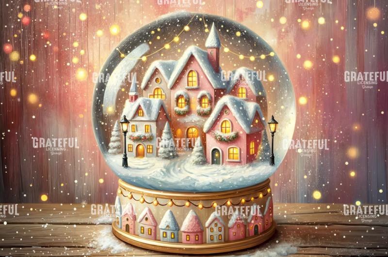 Snow Globe Village in Pink