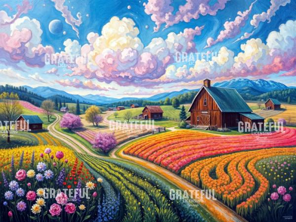 Flower Fields In The Valley