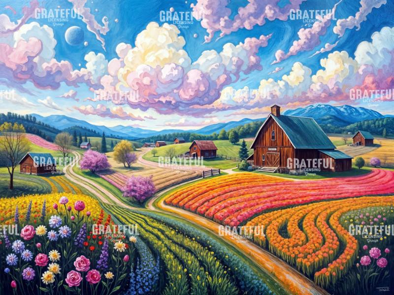 Flower Fields In The Valley