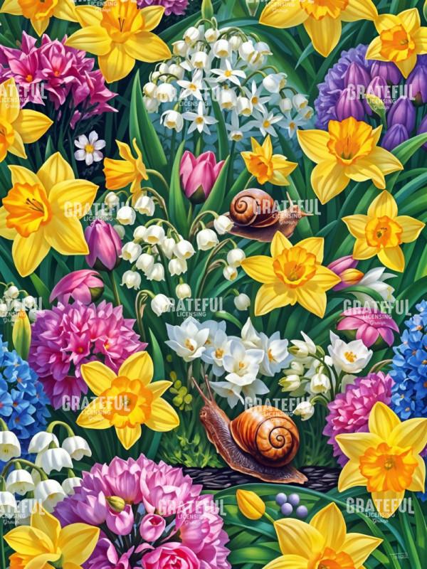 Spring Blooms and Snails