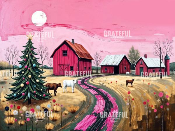 Christmas Farm In Pink