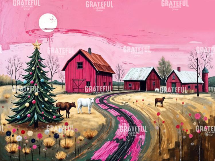 Christmas Farm In Pink