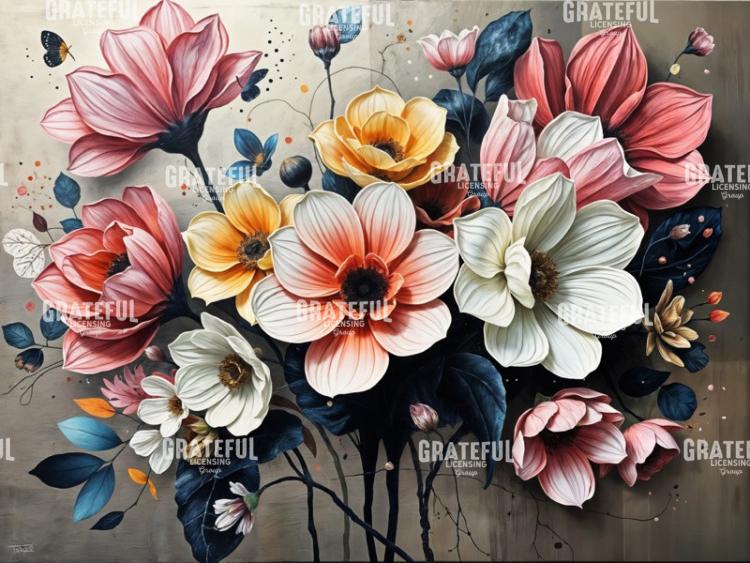 Bold Floral Bouquet in Pink and Blue