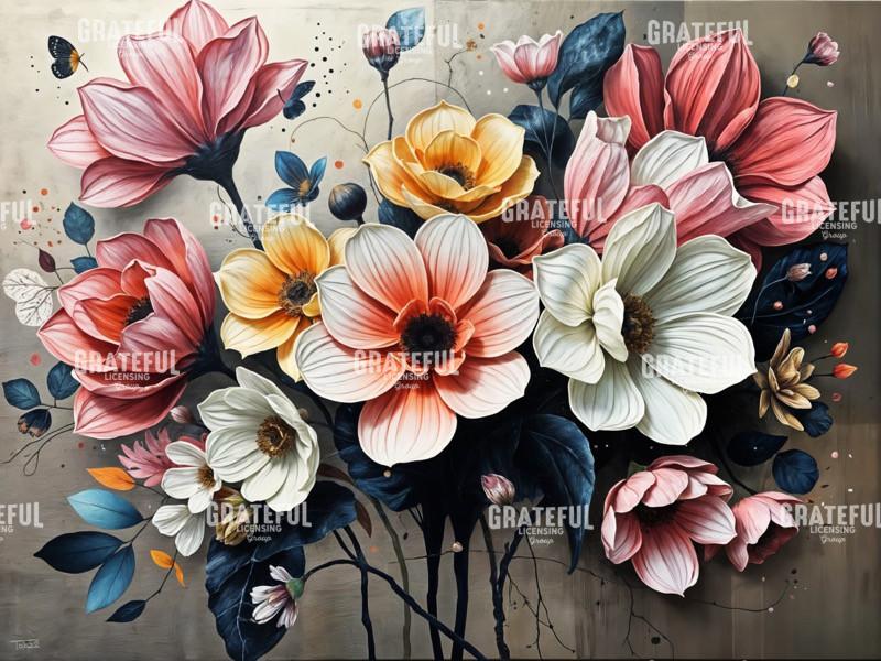 Bold Floral Bouquet in Pink and Blue