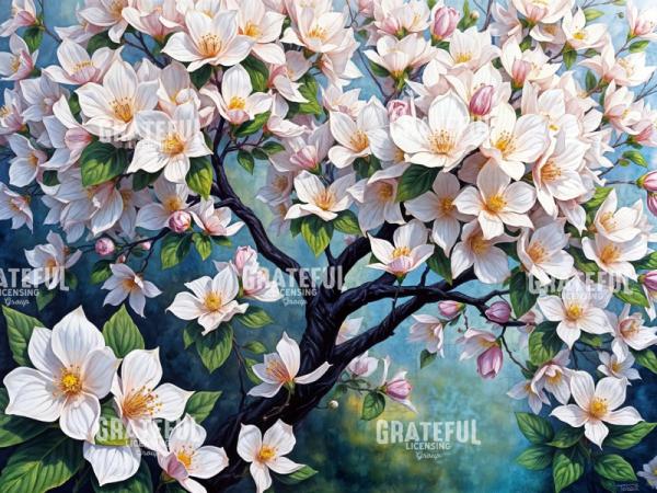 Sunlit Dogwood Flowers