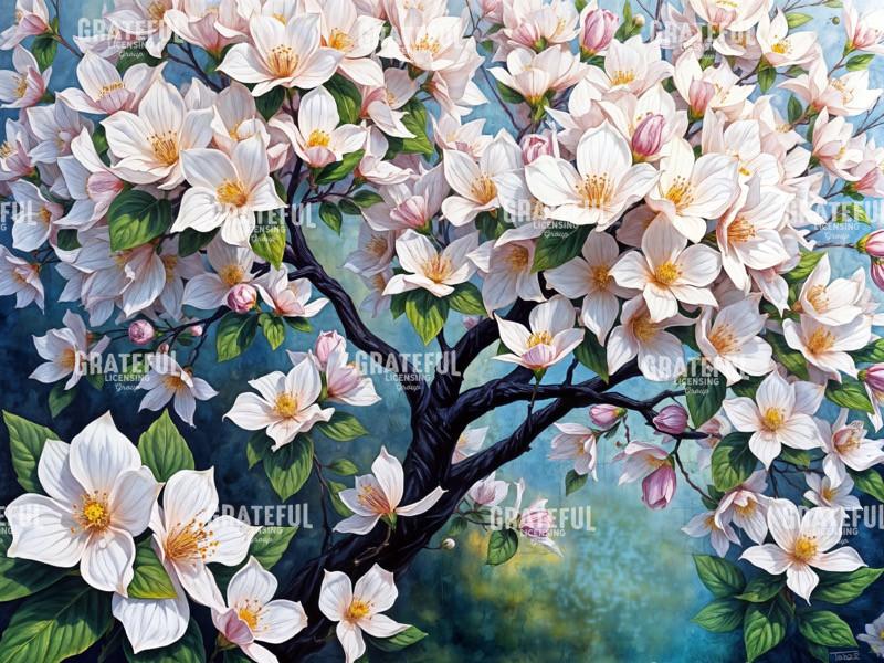 Sunlit Dogwood Flowers