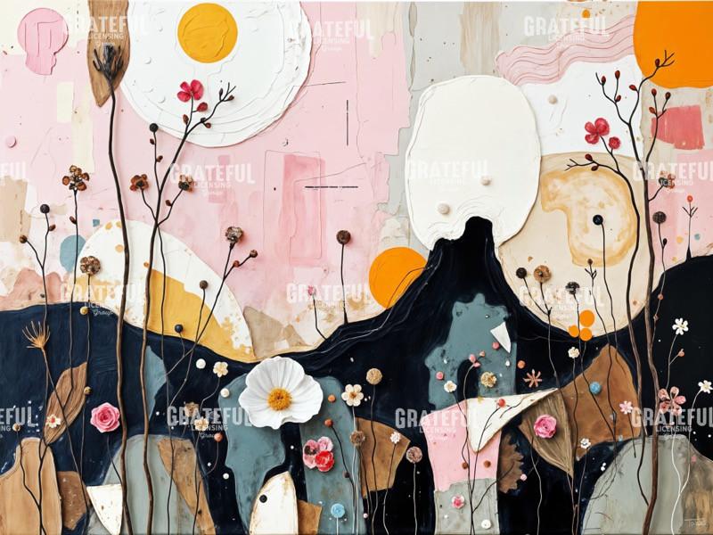 Textured Abstract Flower Garden in Neutral Colors