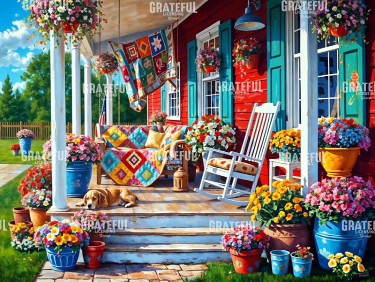 Red Farmhouse Porch