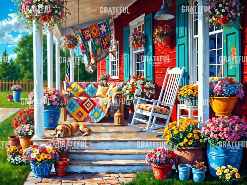 Red Farmhouse Porch