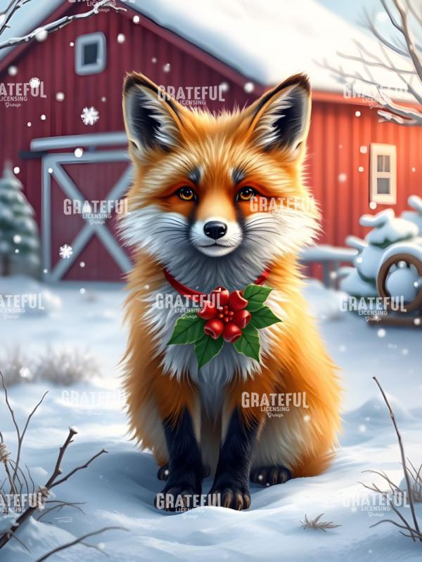 Christmas Barnyard Friends Fox