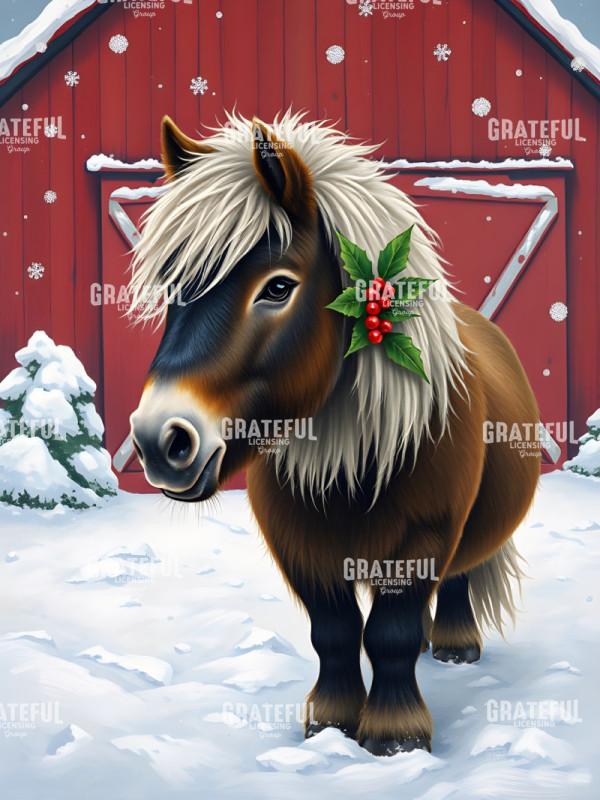 Christmas Barnyard Friends Dark Bay Pony
