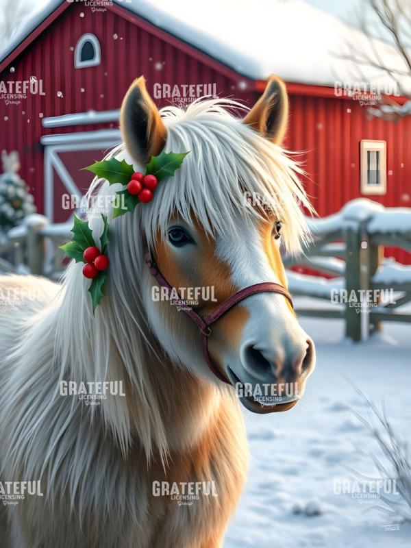 Christmas Barnyard Friends Palamino Pony
