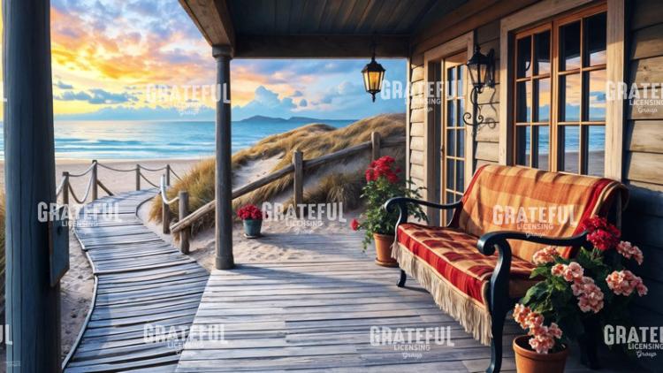 Geranium Cottage At Sunset