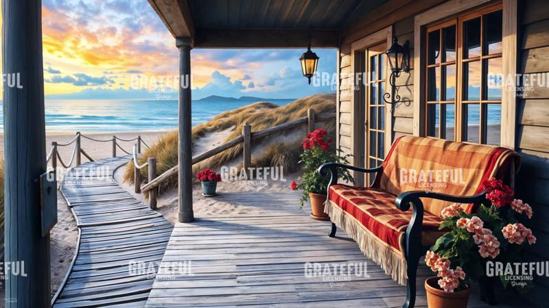 Geranium Cottage At Sunset