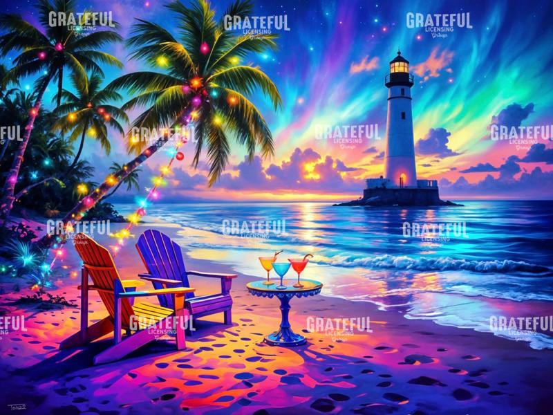 Neon Christmas Lighthouse