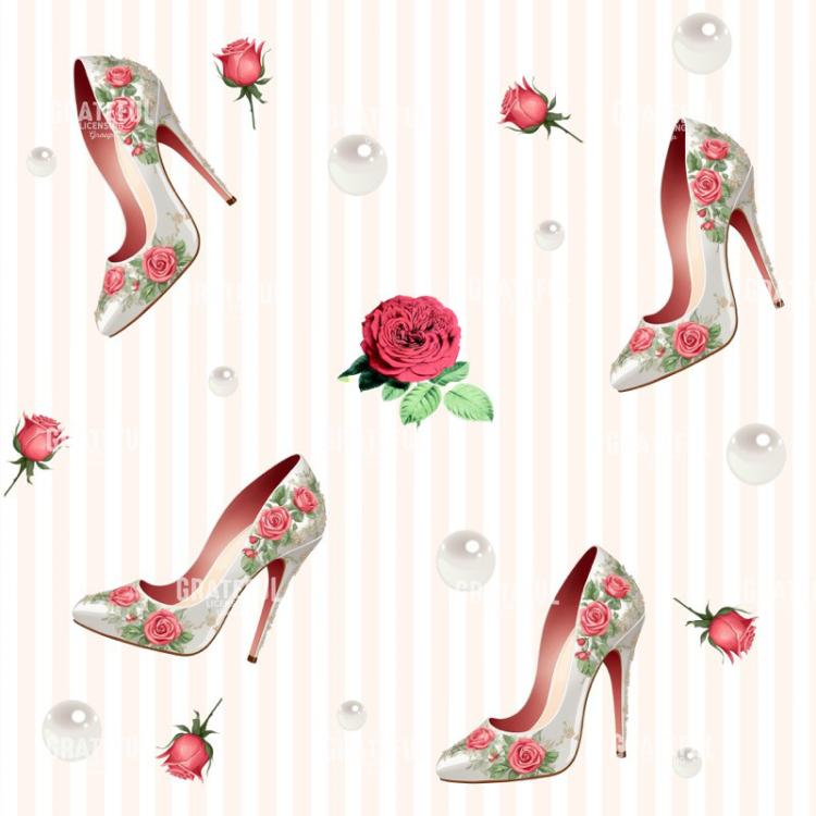 Pearls and Red Roses Bridal Shoes