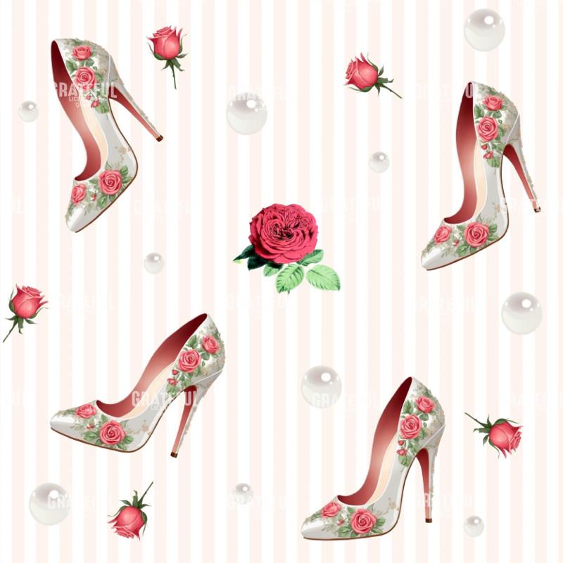 Pearls and Red Roses Bridal Shoes Layers