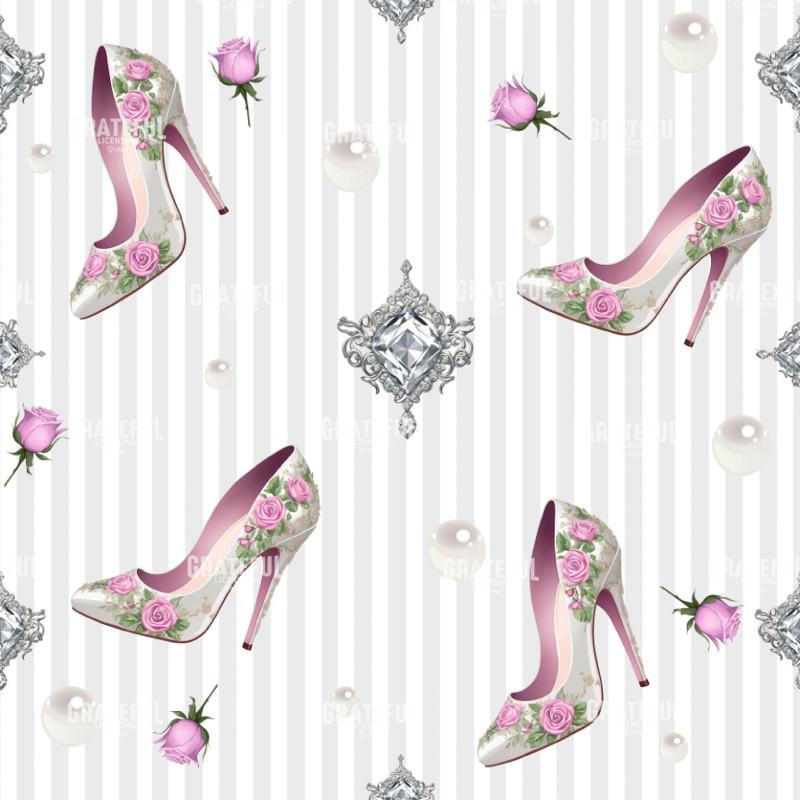 Pearls and Pink Roses Bridal Shoes Layers