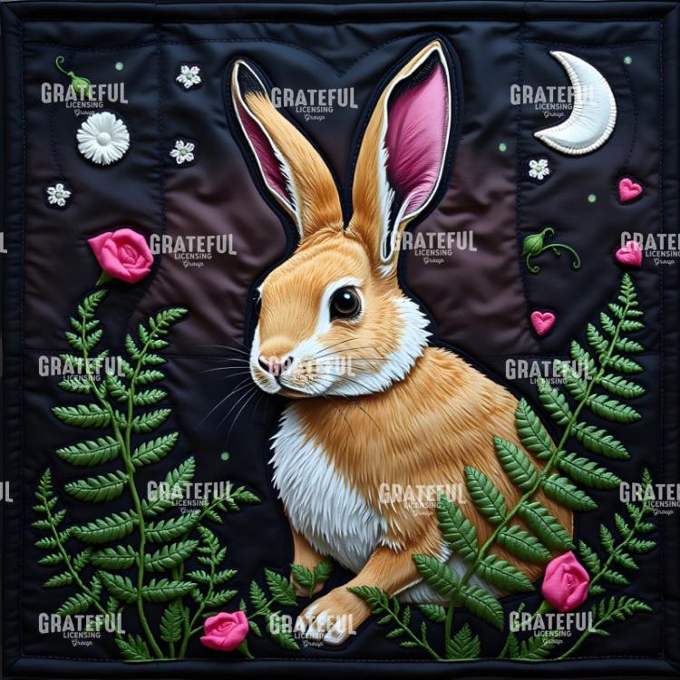Fantasy Forest Creatures Quilt Block RABBIT